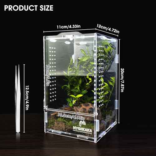 Reptile Terrarium Aquarium Breeding Tank, 7.87" x 4.72" x 4.33" Acrylic Tarantula Enclosure Feeding Box Insect Habitat for Tarantula Spider Snake Lizard Hermit Crab Insect