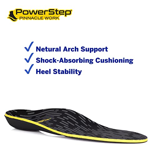 Powerstep Unisex-Adult Pinnacle Work Arch Support Insoles, Black/Yellow, Men's 11-11.5 #TOP3