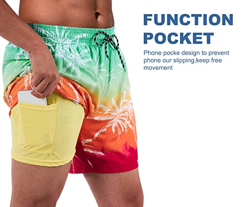 Image of Cozople Mens Swim Trunks 5.5 inch Compression Liner Swim Shorts Boxer Brief Lined Quick Dry Bathing Suit Swimwear