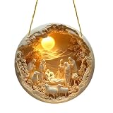 Genérico de Belén, Colgante con Colgante de Belén 2D de acrílico, Colgantes Redondos Decorativos en Capas | Cogante de decoración de Jesús para Vacaciones en la Granja