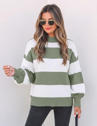 Image of ZESICA Women's 2026 Fall Striped Pullover Sweaters Tops Fashion Outfits