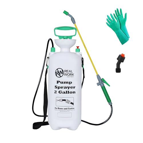 REALWORK 2pk 2-Gallon Handheld Tank Sprayer with Easy-Carry Shoulder Strap for Lawn, Garden, Yard, in Translucent White
