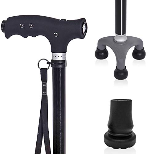 Lighting Cane with LED Light,Adjustable Hight Walking Cane for Men Women, Magnet Massage