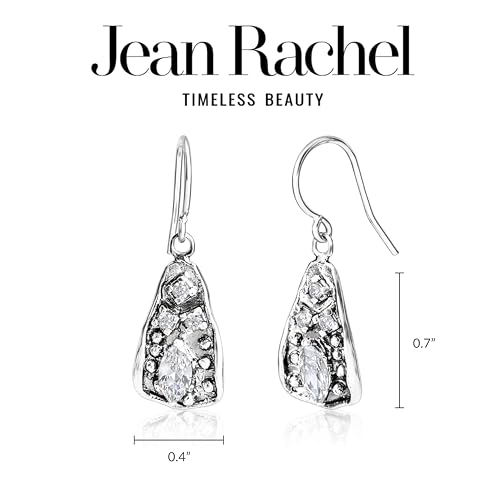 925 Sterling Silver Dangle Earrings for Women - Triangle Shield with Cubic Zirconia Vintage Design - Hypoallergenic, Lead & Nickel Free - Artisan Handcrafted Statement Earrings by Jean Rachel Jewelry 6