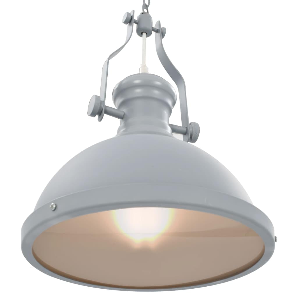 vidaXL Deckenleuchte Industriell Pendelleuchte Hängeleuchte Pendellampe Hängelampe Deckenlampe Wohnzimmer Lampe Leuchte Grau Rund E27 Acryl