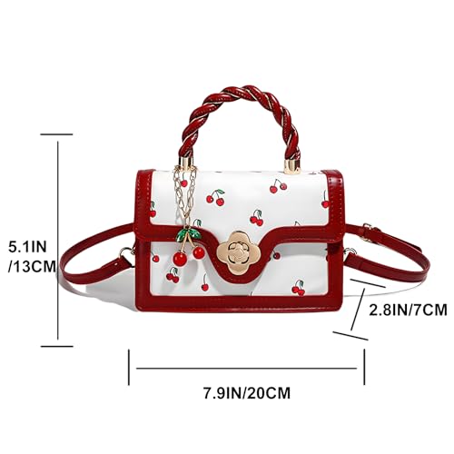Cherry Purse Women Cherry Print Coquette Bag Cute Trendy Shoulder Bag Y2K Small Handbag Zip Crossbody Purse 6