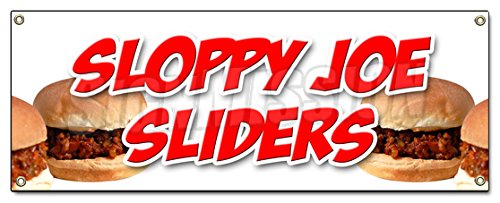 Sloppy Joe Sliders Banner Sign Beef Chicken bun Homemade Food Lunch eat