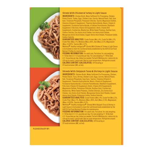 Wellness Healthy Indulgence Shreds Variety Pack Adult Wet Cat Food, Natural, Protein Rich, Grain Free, 2 Flavors, 3 oz, Pack of 8 Pouches - image 9
