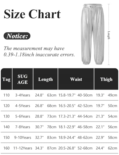 SEAUR Mädchen Metallische Hose Hip Hop Tanzhose Glänzende Jogginghose Kinder Streetwear Tanz Party Festival - 160(EU 152-158)