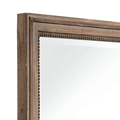 Noble Park Lesley Rectangular Vanity Decorative Wall Mirror Vintage Rustic Farmhouse Beaded Wood Finish Frame Beveled 26 3/4" Wide For Bathroom Bedroom Living Room Home House Office Entryway #TOP2