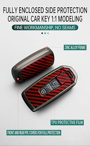 Coque de clé VW Touareg carbone noir protection boîtier 3 boutons 2018-2022