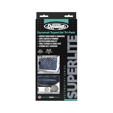 Dynamat SuperLite Sound Deadening Car Insulation Tri Pack – Lightweight Noise Dampening Vehicle Interior or High Resonation Areas – Easy Self Adhesive Install – 3 Sheets 18”x32” Each, 12 sq ft total Cover