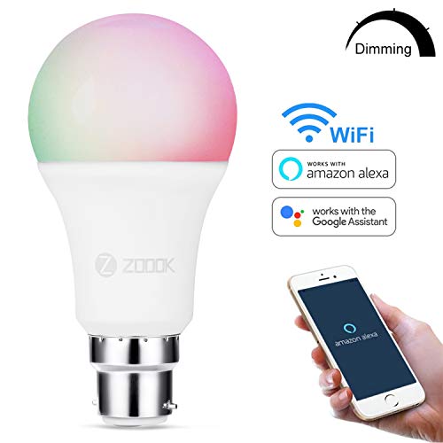 Image of ZOOOK Shine 9-Watt Smart LED Bulb Compatible with Amazon Alexa and Google Assistant (B-22 Pin Type Socket Bundled with B22 to E27 convertor, White)