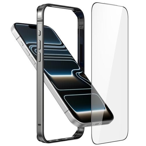 Metal Bumper Case for iPhone 17 Pro Aluminum Frame Slim Case [Soft Silicone Inner Bumper][Raised Edge Protection] HD Tempered Glass Screen Protector Cover for iPhone 17 Pro Gray