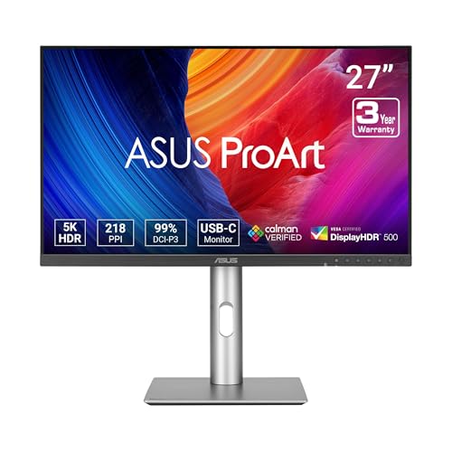 ASUS ProArt Display 27” 5K HDR Professional Monitor (PA27JCV) - 5K (5120 x 2880), IPS, 99% DCI-P3, 100% sRGB, ΔE < 2, USB-C PD 96W, Calman Verified, Color Accurate, LuxPixel, 3 yr Warranty by ASUS - Used condition - US$630.67