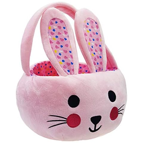 Halloween Clearance! Plush Pink Bunny Basket Halloween Trick or Treat Basket (Pink Bunny Basket) Cover