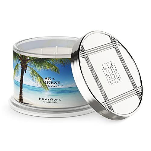 Premium Scented 4-Wick Candle, Sea-Breeze, Homeworx By Slatkin & Co - 18 Oz - Long-Lasting Jar Candle, 30-55 Hours Burn Time - Notes Of Tropical Jasmine, Lemon Zest, Crisp Watery Greens & Wild Orchid #TOP19