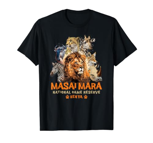 Masai Mara National Game Reserve Africa Safari Kenya T-Shirt, Men, Black, 3X-Large