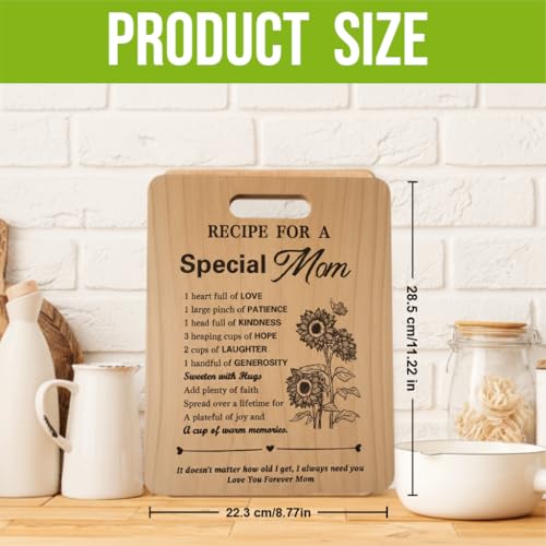 Mom Birthday Gifts Mother Cutting Board Gift, Presents for Mom Bamboo Cutting Board Perfect Mother's Day, Birthday, Thanksgiving, Christmas Gift for Mom Kitchen Decor by femhameven - Used condition - Image 6