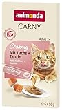 animonda Carny Creamy Katzensnack (6 x 15g), Premium Katzensnack für anspruchsvolle Feinschmecker mit zartem Lachs und wertvollem Taurin