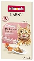 animonda Carny Creamy Katzensnack (6 x 15g), Premium Katzensnack für anspruchsvolle Feinschmecker mit zartem Lachs und wertvollem Taurin