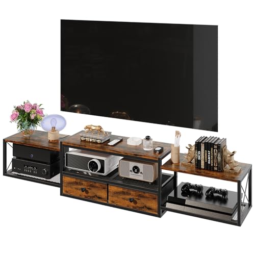 HavenlyYouth 55" Floating TV Stand, Modern Entertainment Center, Wall-Mounted Media Console Shelf for Under TV Storage, TV Cabinet for Living Room, Bedroom, Rustic Brown