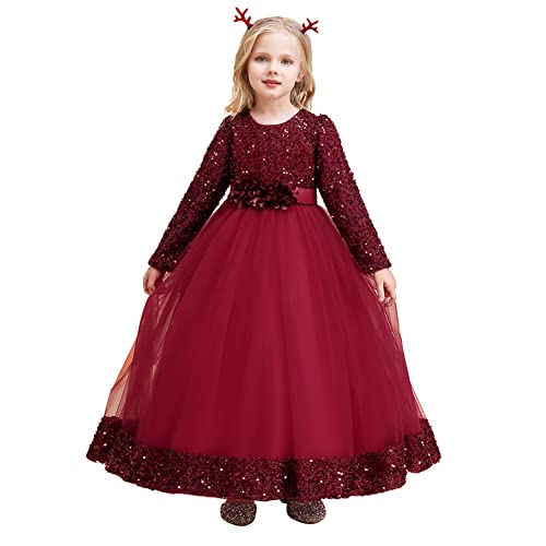 Vestido de alta calidad para niña confeccionado en fino terciopelo y falda de gala larga