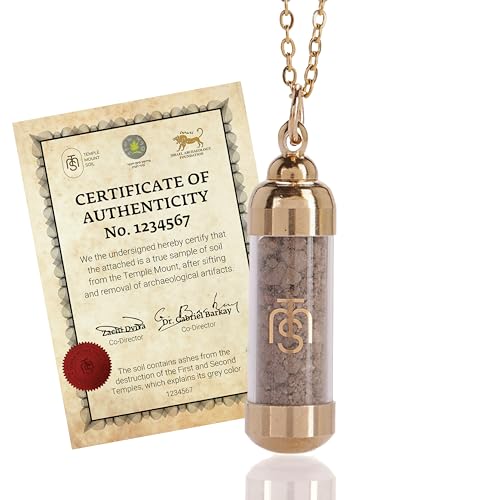 Authentic Temple Mount Christian Necklace for Women & Men – Expert-Certified Sacred Soil Jewelry, Rare Faith-Based Holy Land Soil Pendant from Jerusalem, Spiritual Religious Keepsake – Gold