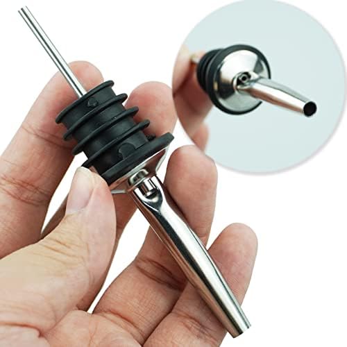 SZCXDKJ 7 Pieces Bottle Speed Pourers, Stainless Steel Liquor Pourers Bottle Dispenser for Wine Spirits Alcohol Olive Oil Syrup Bottles with Rubber Stopper