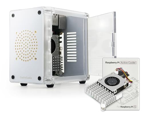 ElectroCookie Mini PC Case for Raspberry Pi 5 – Side Door Access with Official Active Cooler Included
