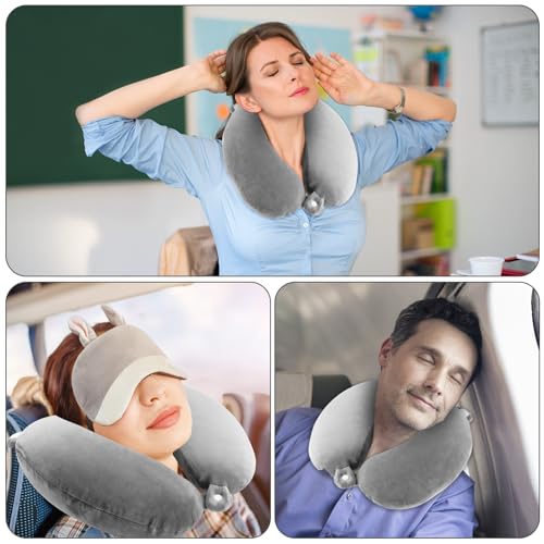 Litimkat Oreiller Cervical Pour Enfantsoreiller De Voyage Portable Oreiller En Mousse A Memoire De Forme En Forme De Uvoyage Aviontrain Bureaumotif Animal Mignontaie Doreiller Amovible Gris