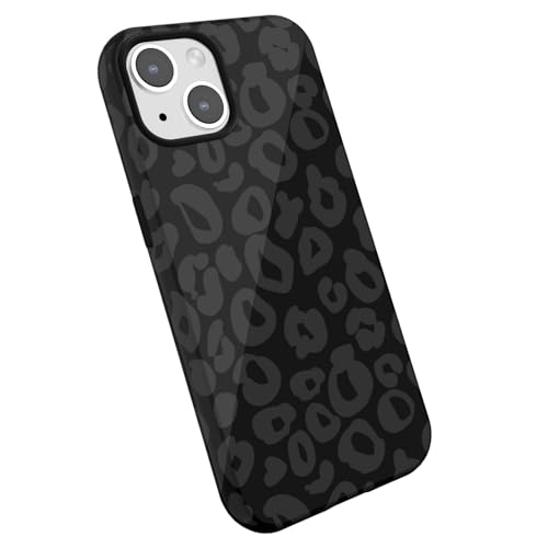 LoeoeL for iPhone 12 Mini 13 Mini Case Cheetah Print, Leopard Pattern Phone Case for Women Girls, Girly Cute Thin Slim Hard Shell Plastic Cover, Luxury Aesthetic Trendy Retro Animal Design, Black