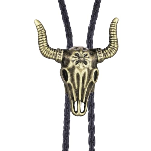Image of GelConnie Native American Bolo Tie Rodeo Cowboy Leather Necktie Western Necklace Costume Accessories for Men,Women