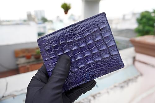 Navy Blue Crocodile Alligator Genuine Horn Leather Men Wallet2