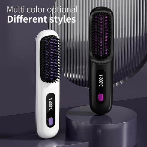 Go Brush Pro,Tragbare Glättungsbürste für Haarstyling,GoBrush Pro Hair,Wiederaufladbare beheizte Stylingbürsten für Reisen,Haarfreundliches & Langlebiges Design (Schwarz)