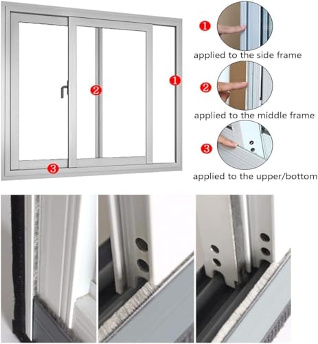 Nnicehts Door Brush Weather Stripping For Sliding Windows Exterior Doors Frame Side,Pile Self Adhesive Weatherstrip Seal Strip Soundproof Sealer Draft Stoppers thumb #6