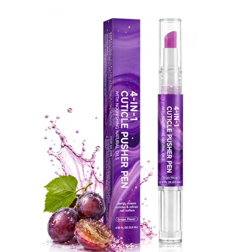 Image of 4-in-1 Cuticle Oil Pen - Cuticle Pusher Oil Pen for Nail Care - Cuticle Remover Pen With Scents for Hangnails, Dry & Damaged Nails - Nail Care Pen for Moisturizing & Strengthening Cuticles