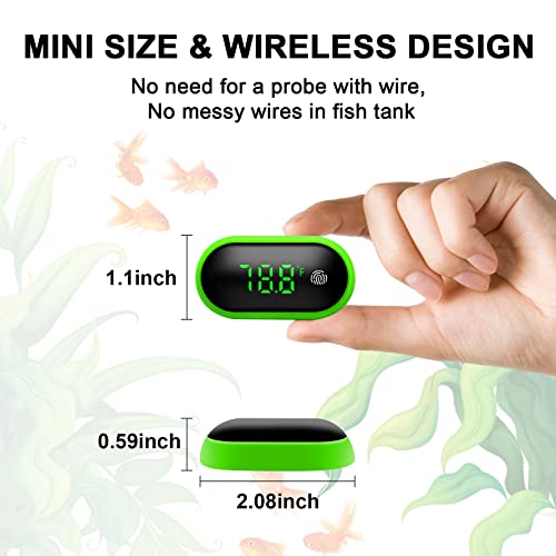 Memdern Aquarium Thermometer Digital, Wireless Fish Tank Thermometer High Precision Sensor Accurate To ±0.18°F Terrarium Water Thermometer Suitable For Fish, Turtles, Axolotl And Aquatic #TOP5