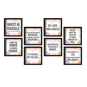 LADECOR Motivational and Inspirational Qoutes Framed Poster For Living Room, Bedroom, Office Walls Set of 8 Size : (10 Inch x 10 Inch) (B)