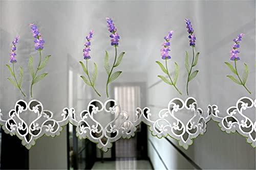 Cenefa transparente para cocina y cafetería, cortina corta bordada ideal para ventanas de sótano 3