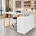 ROWIEP Nail Table for Nail Tech, L-Shaped Nail Tech Desk with 2 Drawers &Led Strip and Power Sockets, Professional Manicure Table for Beauty Salon, Home and Office