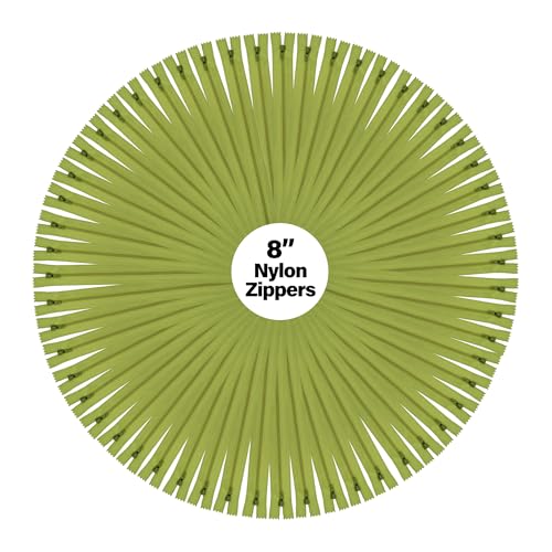Mandala Crafts 100 PCs Dill Green Closed-End 8 in Nylon Zippers for Sewing