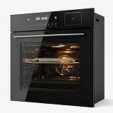 24 Inch Built in Electric Wall Oven Steam & Air Fryer Combo, 3000W Convection Oven 2.5 Cu ft, Touchscreen Digital Display Stainless Steel for Apartment Kitchen Remodel