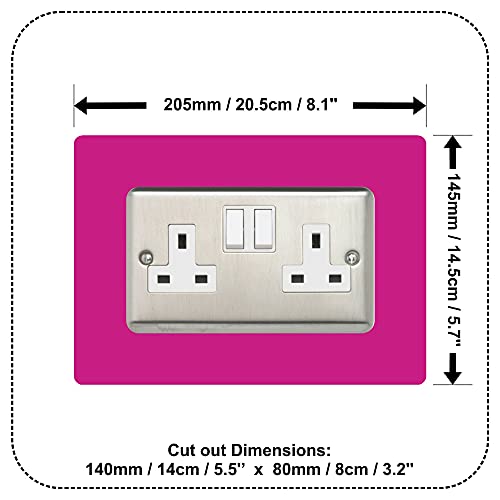 Double Socket Surround, Square Acrylic Back Panel Finger Plate, Decorative Frame for Neat and Tidy Finish Font Colour:Pink - Image 3