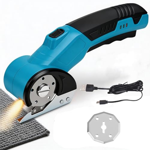 Tijeras Eléctricas, 4v 1500mah Tijeras De Costura Cortadora De Tela Y Cartón Con Luz Led Y 1 Hoja Extra Para Papel Cartón Alfombra Cuero Fieltro