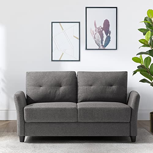 Image of Zinus Ricardo Loveseat Sofa, Tufted Cushions, Easy, Tool-Free Assembly, Dark Grey