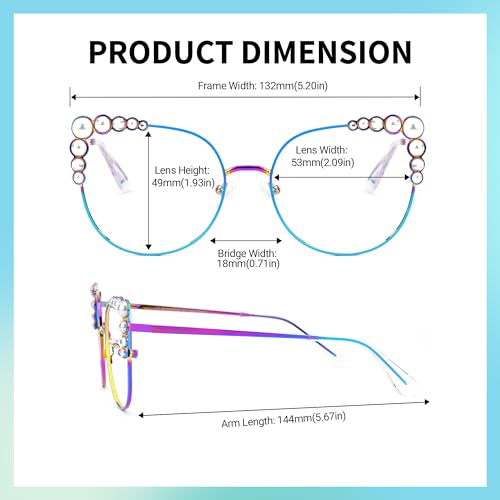 Image of Zeelool Stylish Metal Cat Eye Glasses Frame for Women with Non-prescription Clear Lens ZJGM751692-04 Multicolor, Large