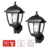 SPECILITE Outdoor Wall Light, 2700K 800LM LED Security Black Lantern Fixtures Lamp Lighting for Front or Back Entryway, Porch, Garage, Deck, or Balcony (2 Pack)