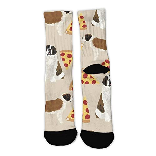 Cushion Crew Socks for Men Women - Saint Bernard Dog Breed Pattern Compression Sock Thermal Socks for Gym, Sports, Trekking, Vintage Athletic Hiking Socks Slipper Socks