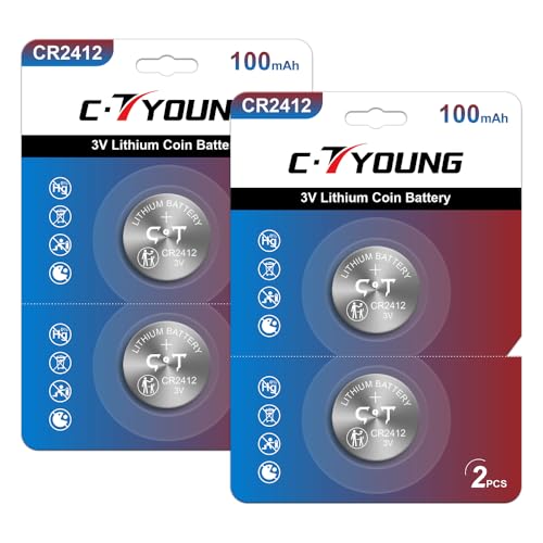 CR2412 Batteries Lithium 3V 2412 with 4 Pack for Car Key Fob Battery Smart Watch